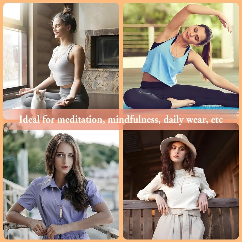 Excefore Stress Relief Mindful Necklace, Stainless Steel Anxiety Relief Necklace, Anapana Breathing Necklace for Habit Breathing Exercises Anxiety Relief, Meditation Stress Relief, Valentine Gift (Gold) - Image 4