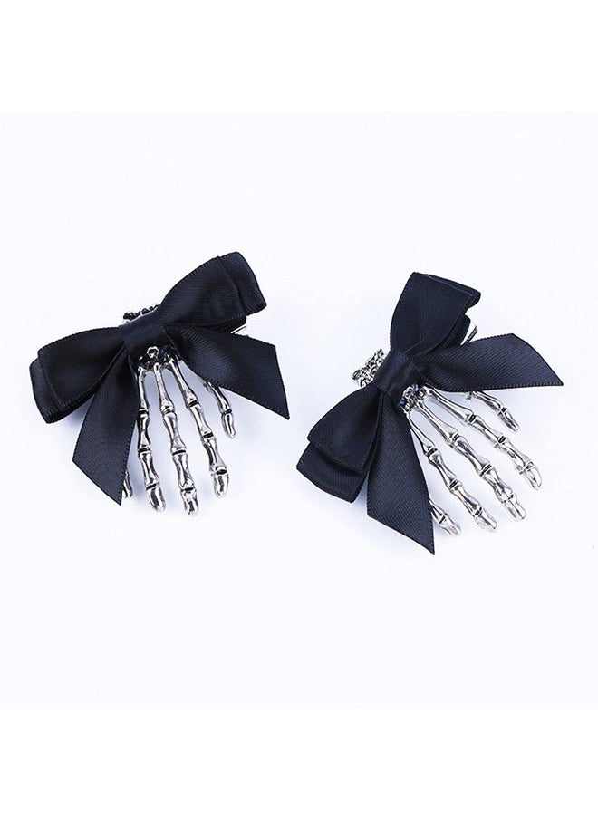 Soochat - Oochat 2 Pcs Halloween Skeleton Claws Hair Clips Skull Hand Barrettes Bone Claw Hairpins Hair Clip Halloween Horror Party Decoration Cosplay Costume Headpiece Hair Accessories - Image 1