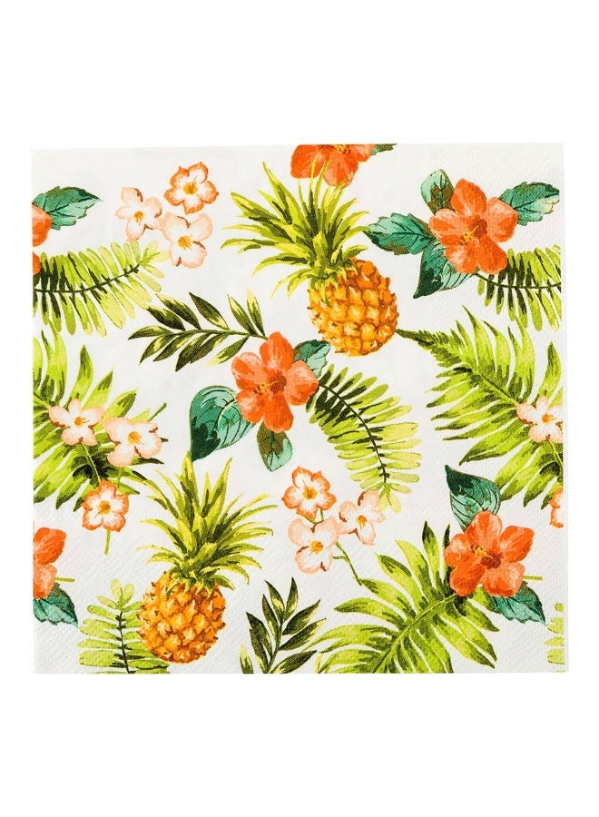 Restaurantware 13 Inch Paper Luncheon Napkins, 500 Hawaiian Vacation Design Printed Napkins - 3-Ply, Textured Edges, White Paper Decorated Napkins, Soft And Strong, For Parties Or Catering Events  - Image 2
