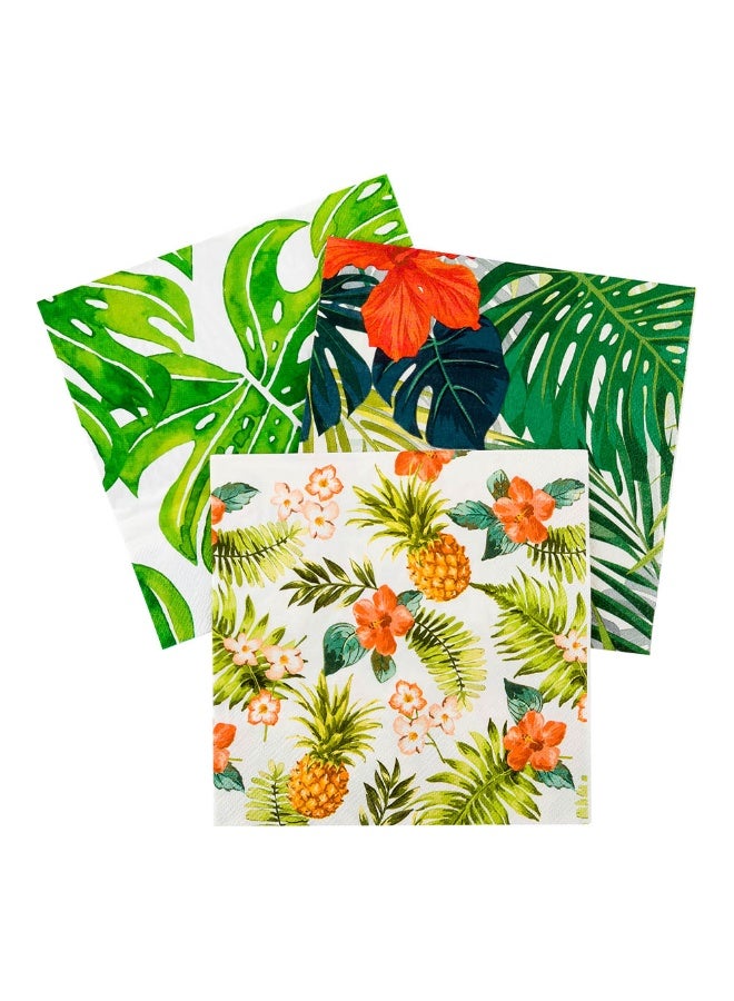 Restaurantware 13 Inch Paper Luncheon Napkins, 500 Hawaiian Vacation Design Printed Napkins - 3-Ply, Textured Edges, White Paper Decorated Napkins, Soft And Strong, For Parties Or Catering Events  - Image 1