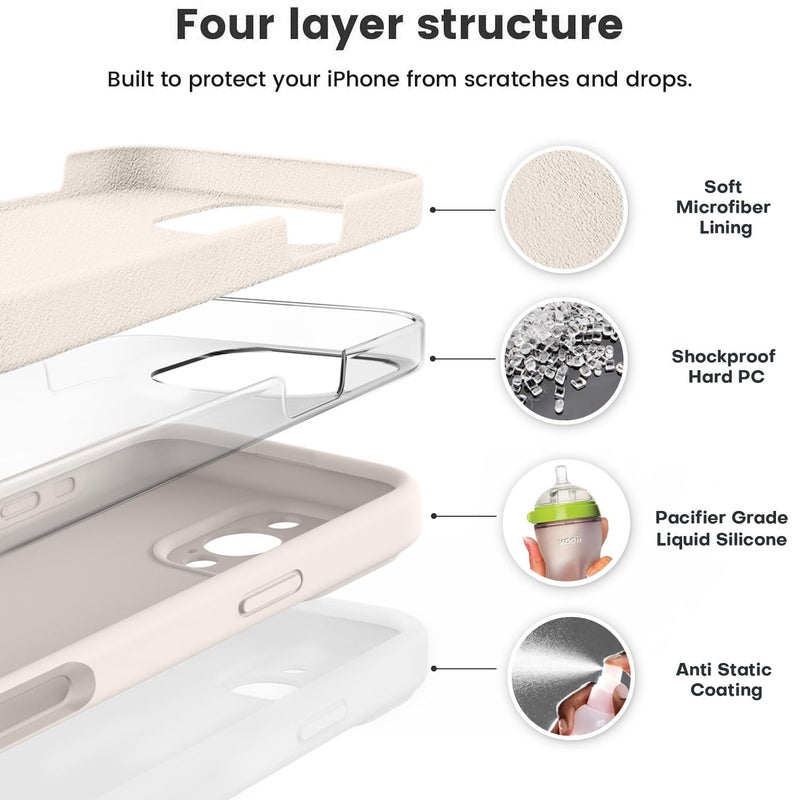 Vooii Compatible with iPhone 16 Pro Max Case, Liquid Silicone Upgrade [Camera Protection] [Soft Anti-Scratch Microfiber Lining] Shockproof Phone Case for iPhone 16 Pro Max 6.9 inch - Stone - Image 2