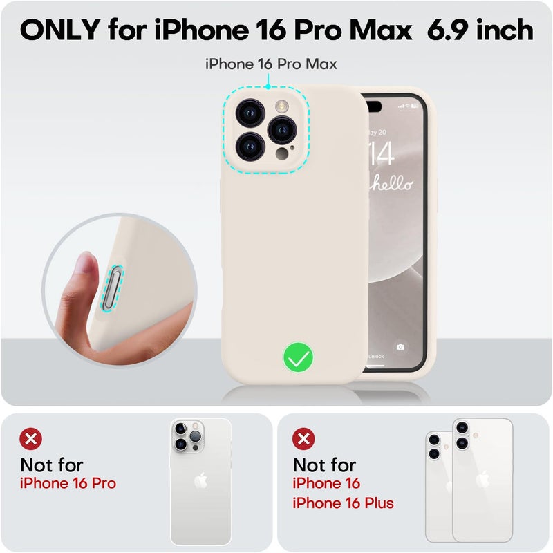 Vooii Compatible with iPhone 16 Pro Max Case, Liquid Silicone Upgrade [Camera Protection] [Soft Anti-Scratch Microfiber Lining] Shockproof Phone Case for iPhone 16 Pro Max 6.9 inch - Stone - Image 5
