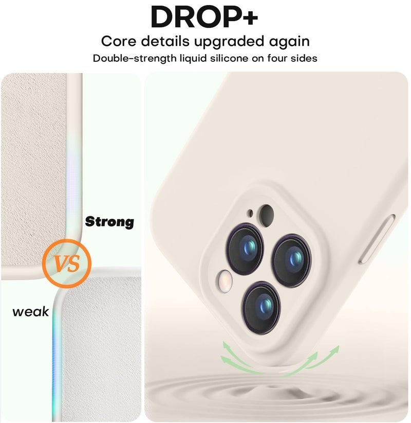 Vooii Compatible with iPhone 16 Pro Max Case, Liquid Silicone Upgrade [Camera Protection] [Soft Anti-Scratch Microfiber Lining] Shockproof Phone Case for iPhone 16 Pro Max 6.9 inch - Stone - Image 4
