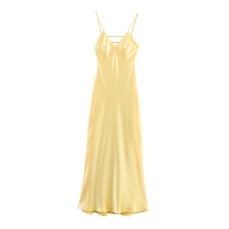 Zr Women'S Style 2025 Pure Desire Fashion Silk Satin Midi Slip Dress - Image 5