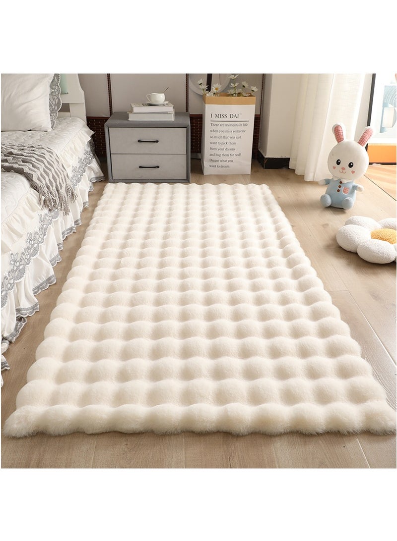 TAPIT 160x200cm Faux Rabbit Fur Area Rug for Home, Bedroom Bedside Anti-Skid Plush Carpet, Living Room Bay Window Balcony Blanket Mat, Soft Bubble Fleece Home Decor Floor Carpet - Image 1