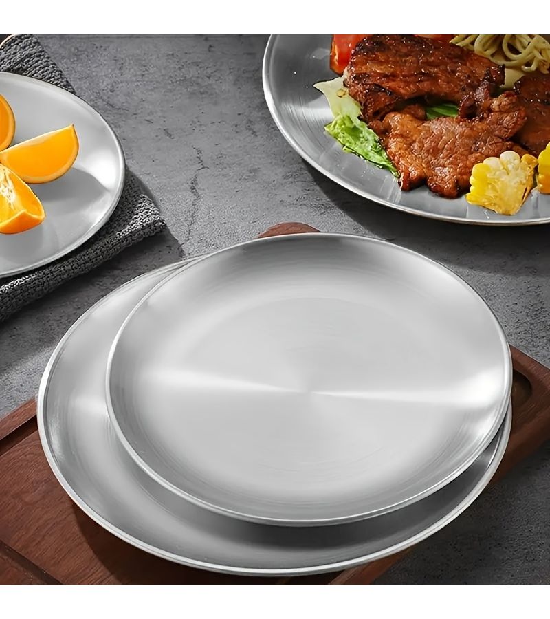 10 Pieces Stainless Steel Salad Plates 7.87 Inches Appetizer Trays Kitchen Serving Dishes for Camping BBQ Buffet - Image 4