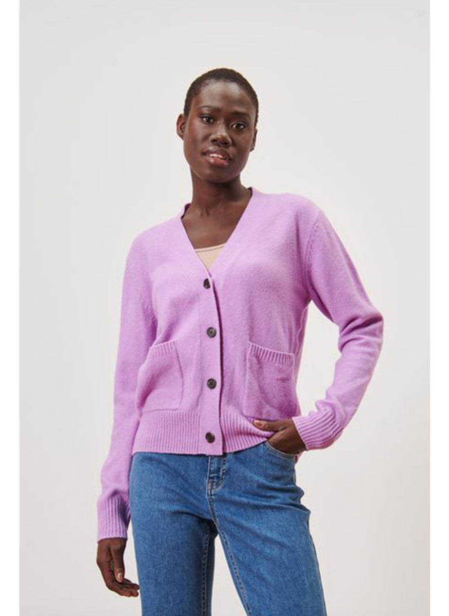 Tchibo - Women V-Neck Knitted Cardigan, Lilac - Image 1