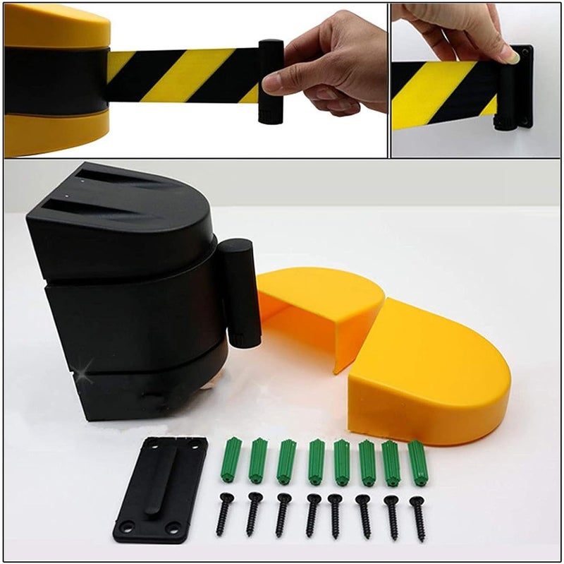 Retractable Belt Barrier, with Mounting Accessories,2/3/5/10M Wall Mount Safety Cordon Barrier,Queuing Safety Tape Cordon, Airports, Banks, School/B/5M/16.4Ft - Image 4