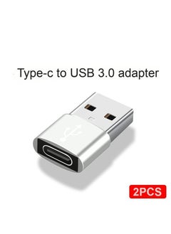 2-Piece Type-C to USB-A Converter OTG Adapter Set Silver