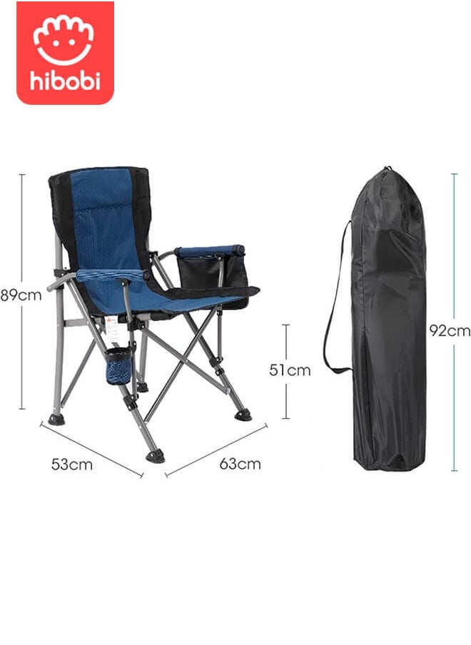 Camping Folding Chair, Outdoor Armchair With Side Storage Bag And Cup Holder, Fishing Chair