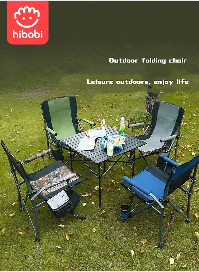 hibobi Camping Folding Chair, Outdoor Armchair With Side Storage Bag And Cup Holder, Fishing Chair  - Image 5