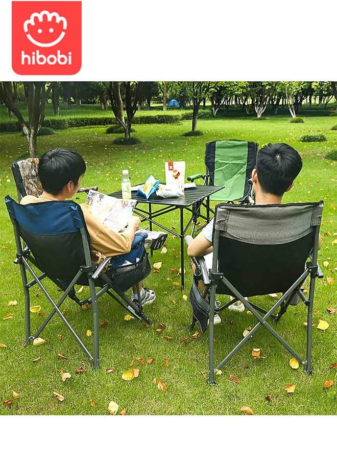 Camping Folding Chair, Outdoor Armchair With Side Storage Bag And Cup Holder, Fishing Chair