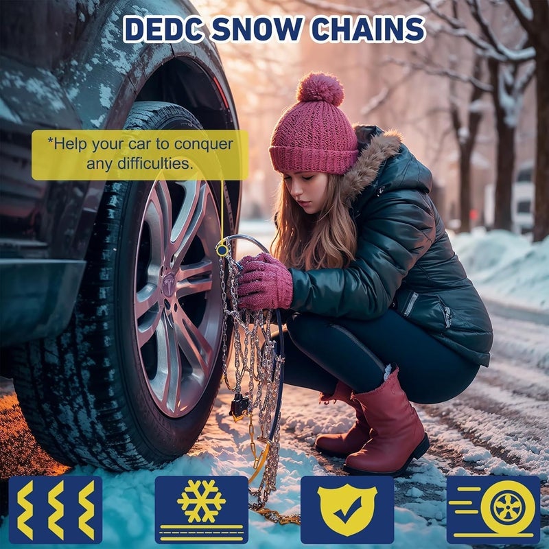 DEDC Tire Chains for SUV Car Light Truck Snow Chains 1 Min Quick Fit Easy Chainsaw Reusable Universal Emergency Traction Chain Tire Width 265 275 285 295 305 315 - Set of 2 MS1621 - Image 2