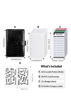 Budget Binder with 8pcs Cash Envelopes for Budgeting, Crocodile Pattern A6 2Pcs Label Stickers and 12Pcs Expense Trackers Money Organizer Saving Binder(Black) - pzsku/ZDD50A2EAC3E551CF9997Z/45/_/1709534797/b4de9984-c126-403f-908a-58cf8029000c