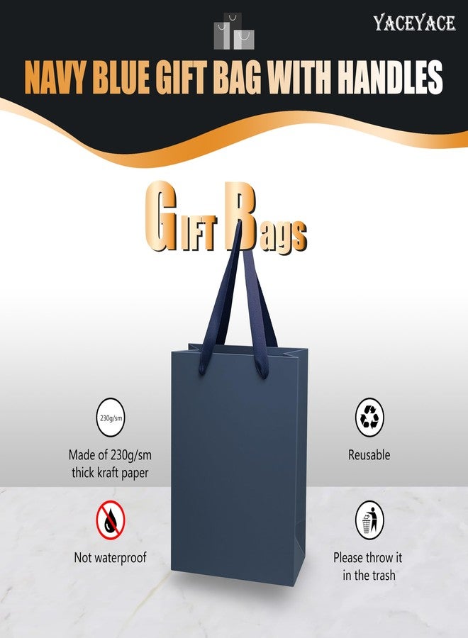 YACEYACE Blue Gift Bags 20Pack, 8"x10" Navy Blue Gift Bags with Ribbon Handles Bulk, Thick Kraft Paper Bag, Boutique Bag for Shop, Merchandise,Retail - Image 5