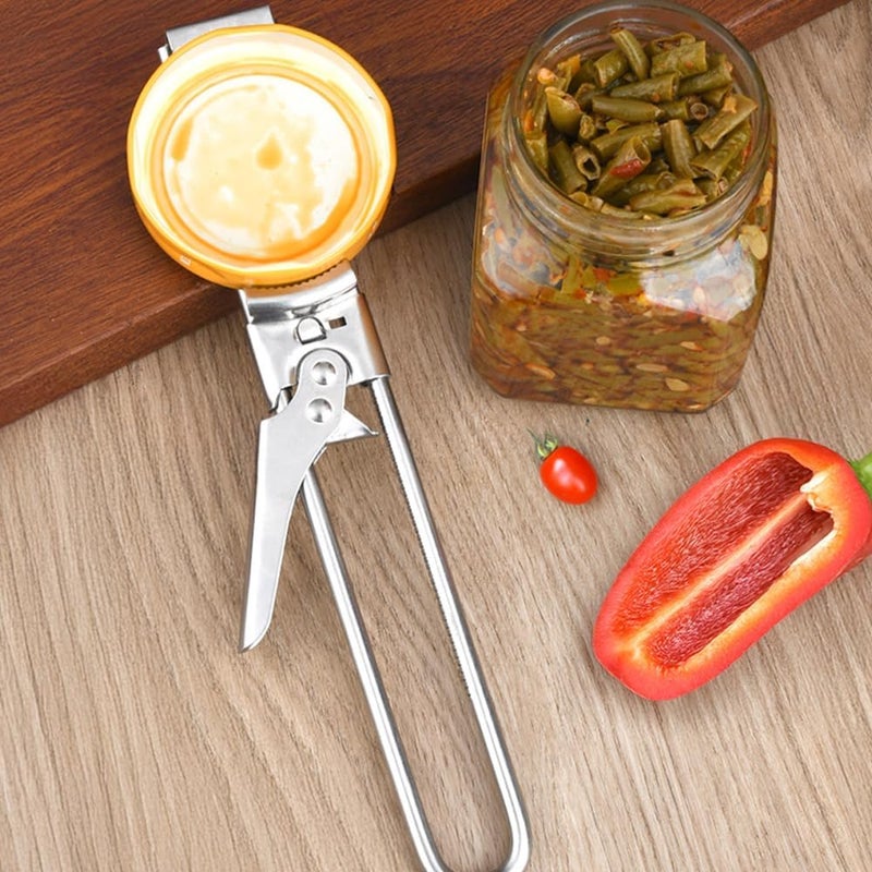 Adjustable stainless steel can opener multifunctional manual bottle opener and cap screwing device Silver - Image 5