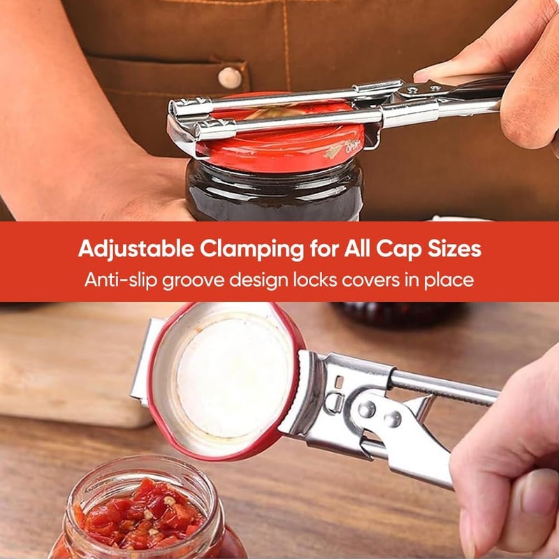 Adjustable stainless steel can opener multifunctional manual bottle opener and cap screwing device Silver - Image 3