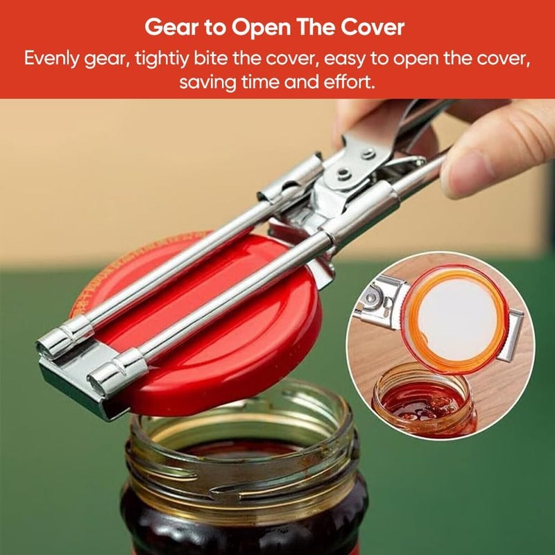 Adjustable stainless steel can opener multifunctional manual bottle opener and cap screwing device Silver - Image 2