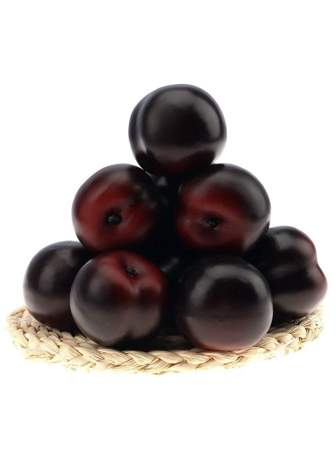 جريسورث 8 قطع من الفاكهة الاصطناعية الواقعية من البرقوق المملح، زينة حفلات منزلية، لعبة طعام، دعامات تصوير نموذجية - Image 1