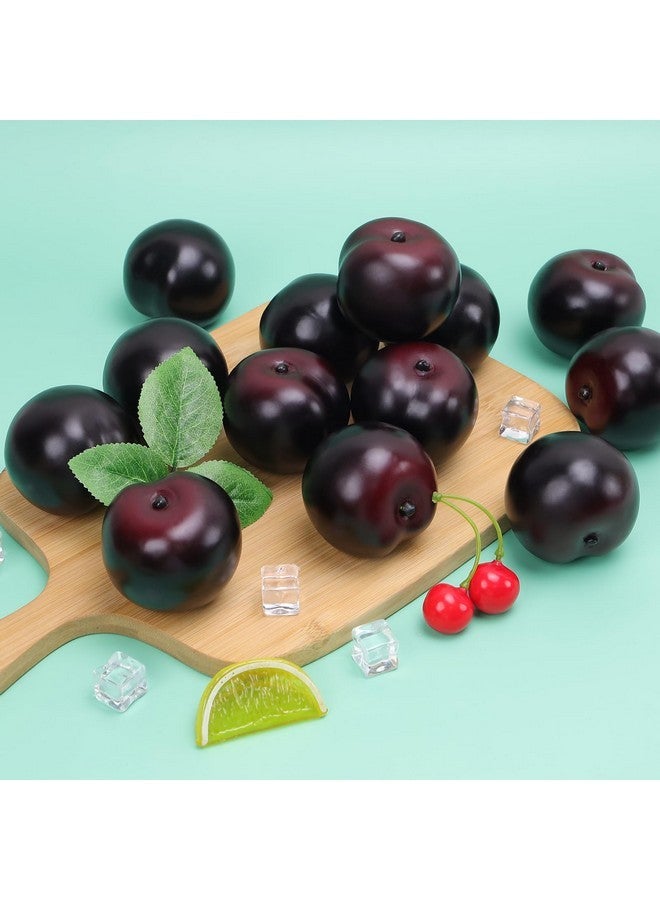 جريسورث 8 قطع من الفاكهة الاصطناعية الواقعية من البرقوق المملح، زينة حفلات منزلية، لعبة طعام، دعامات تصوير نموذجية - Image 5