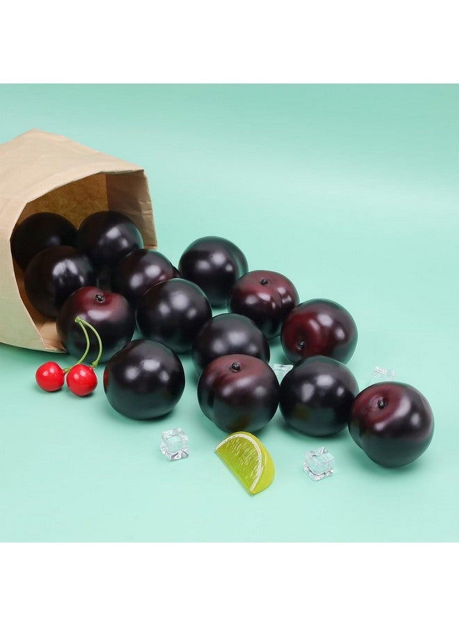 جريسورث 8 قطع من الفاكهة الاصطناعية الواقعية من البرقوق المملح، زينة حفلات منزلية، لعبة طعام، دعامات تصوير نموذجية - Image 3