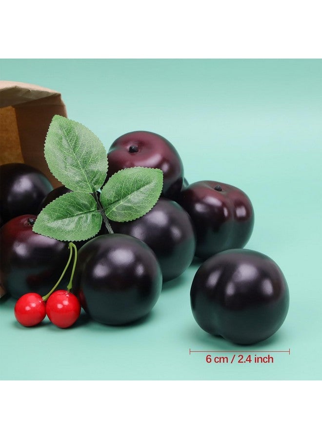 جريسورث 8 قطع من الفاكهة الاصطناعية الواقعية من البرقوق المملح، زينة حفلات منزلية، لعبة طعام، دعامات تصوير نموذجية - Image 2