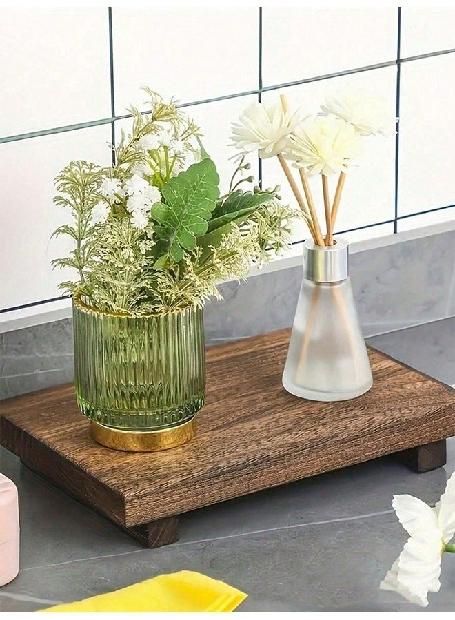 SHAOZHEN 1 Piece Wood Tray Pedestal Stand, for Bathroom and Kitchen Sink, Soap Tray, Candle, Plant, Perfect Farmhouse Decor 9*6 *1.5 inch 23*15*3.8cm - Image 3