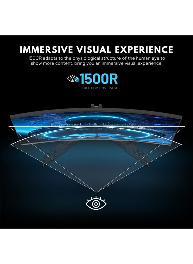 KOORUI - 24-Inch Curved Gaming Monitor 1500R Full HD 1920 x 1080, 165Hz Refresh Rate, 1ms Response Time, sRGB 99% Color Gamut, 72% NTSC, 3000: 1 Static Contrast, Audio Interface, Tilt Adjustable, DisplayPort and HDMI, VESA Compatible, Eye Protection, Crosshair, Timer, Free-sync, G-sync Compatible | 24E6CA - Image 1