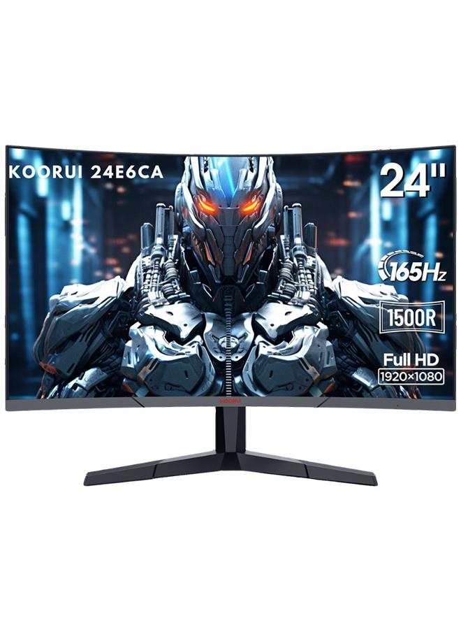 كوروي شاشة ألعاب منحنية 24 بوصة 1500R Full HD 1920 x 1080، معدل تحديث 165 هرتز، وقت استجابة 1 مللي ثانية، sRGB 99% سلسلة ألوان، 72% NTSC، 3000: 1 تباين ثابت، واجهة صوت، إمالة قابلة للتعديل، DisplayPort وHDMI، متوافقة مع VESA، حماية العين، علامة التقاطع، مؤقت، مزامنة مجانية، متوافق مع G-sync | 24E6CA - Image 1