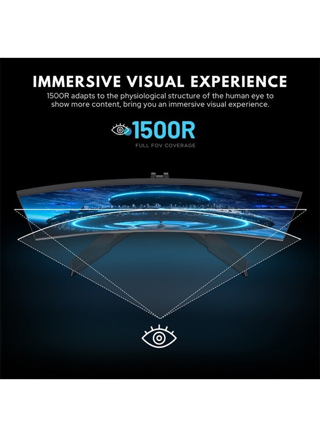 KOORUI 23.6-Inch Curved Gaming Monitor 1500R Full HD 1920 x 1080, 165Hz Refresh Rate, 1ms Response Time, sRGB 99% Color Gamut, 72% NTSC, 3000: 1 Static Contrast, Audio Interface, Tilt Adjustable, DisplayPort and HDMI, VESA Compatible, Eye Protection, Crosshair, Timer, Free-sync, G-sync Compatible | 24E6CA - Image 2