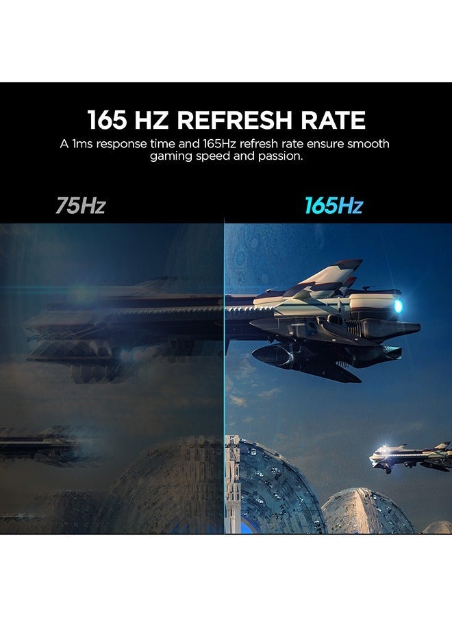 KOORUI 23.6-Inch Curved Gaming Monitor 1500R Full HD 1920 x 1080, 165Hz Refresh Rate, 1ms Response Time, sRGB 99% Color Gamut, 72% NTSC, 3000: 1 Static Contrast, Audio Interface, Tilt Adjustable, DisplayPort and HDMI, VESA Compatible, Eye Protection, Crosshair, Timer, Free-sync, G-sync Compatible | 24E6CA - Image 4