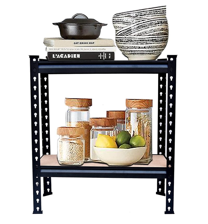 VISHVA Black 30 24 12 Inches 2 Shelves Adjustable Shelf Steel Storage Rack Garage Shelves Display Rack Boltless Rivet Rack - Image 1