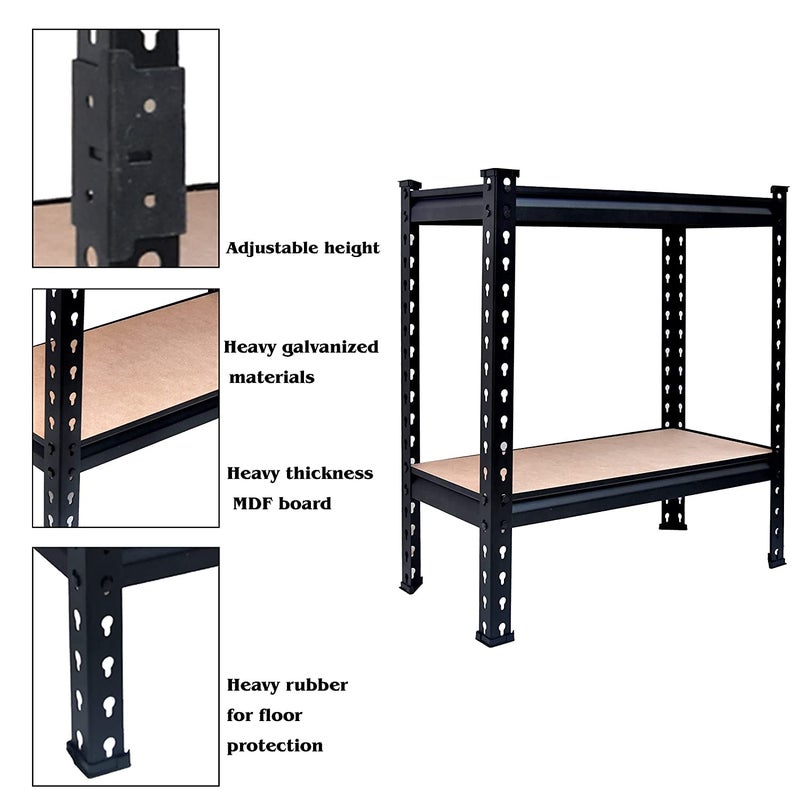 VISHVA Black 30 24 12 Inches 2 Shelves Adjustable Shelf Steel Storage Rack Garage Shelves Display Rack Boltless Rivet Rack - Image 2