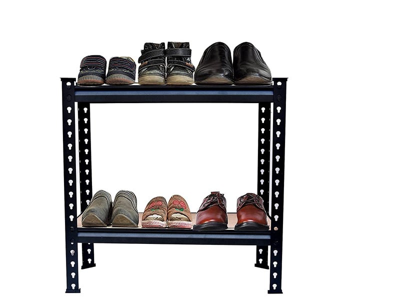 VISHVA Black 30 24 12 Inches 2 Shelves Adjustable Shelf Steel Storage Rack Garage Shelves Display Rack Boltless Rivet Rack - Image 3