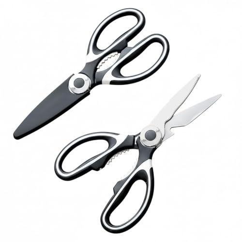 XML Scissor For Kitchen with Bottle Opener, Heavy Duty Stainless Steel Shears for Meat, Vegetables, Fish, Herbs,Garden, Office, and Household Multipurpose Use, Black, 21 cm - Image 1
