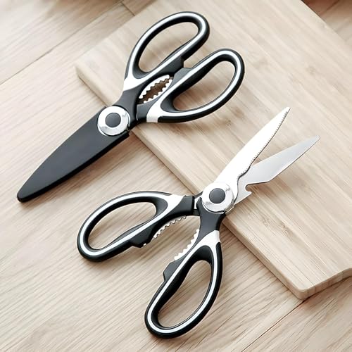 XML Scissor For Kitchen with Bottle Opener, Heavy Duty Stainless Steel Shears for Meat, Vegetables, Fish, Herbs,Garden, Office, and Household Multipurpose Use, Black, 21 cm - Image 3