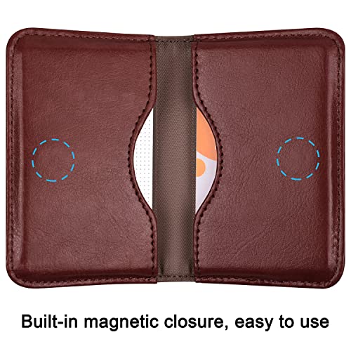 Wisdompro Business Card Holder, 2-Sided PU Leather Folio Pocket Slim Name Card Wallet Case with Magnetic Shut for Men and Women - Brown - Image 3
