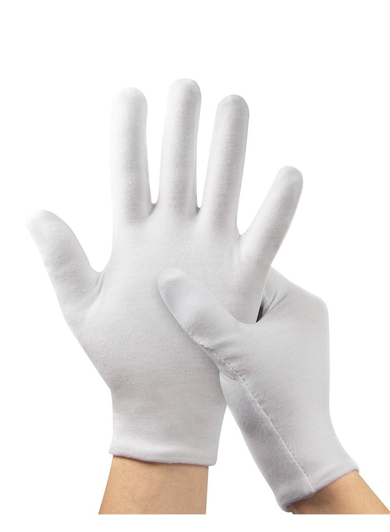 5 Pairs of White Cotton Gloves for Inspection, Jewelry, and SPA - Moisturizing Gloves for Dry Hands, Eczema Relief for Men & Women - Image 1