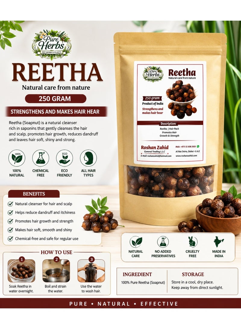 Pureherbs Soapnut/Reetha Whole  | Pure Reetha Pods | Natural Hair Cleanser & Conditioner | Chemical-Free & Eco-Friendly, No Added Preservatives, Kumkudukai - Image 1
