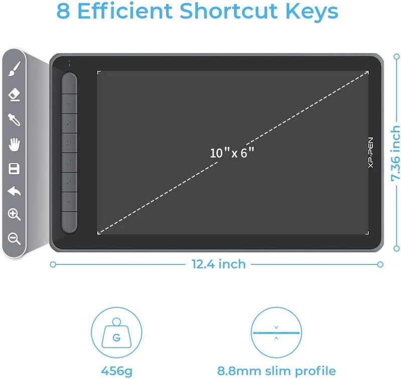 XPPen XP-PEN Deco LW Graphics Drawing Tablet 10x6 Inch Working Area Digital Pen Bluetooth Wireless Tablet with X3 Smart Chip Pen Tilt Function 8 Shortcut Keys (Black) - Image 2