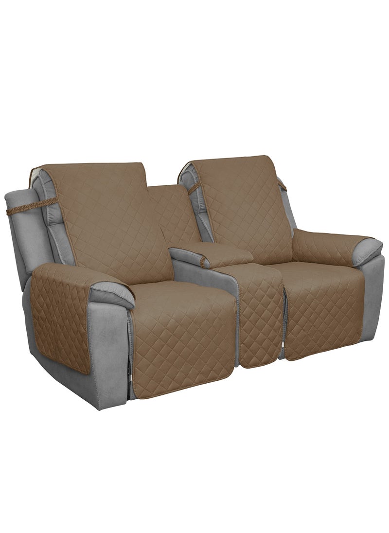 Easy-Going EasyGoing Loveseat Recliner Cover with Console Reversible Couch Cover for Living Room Split Sofa Cover for Each Seat with Elastic Straps for Kids Dogs Pets2 Seater CamelIvory 