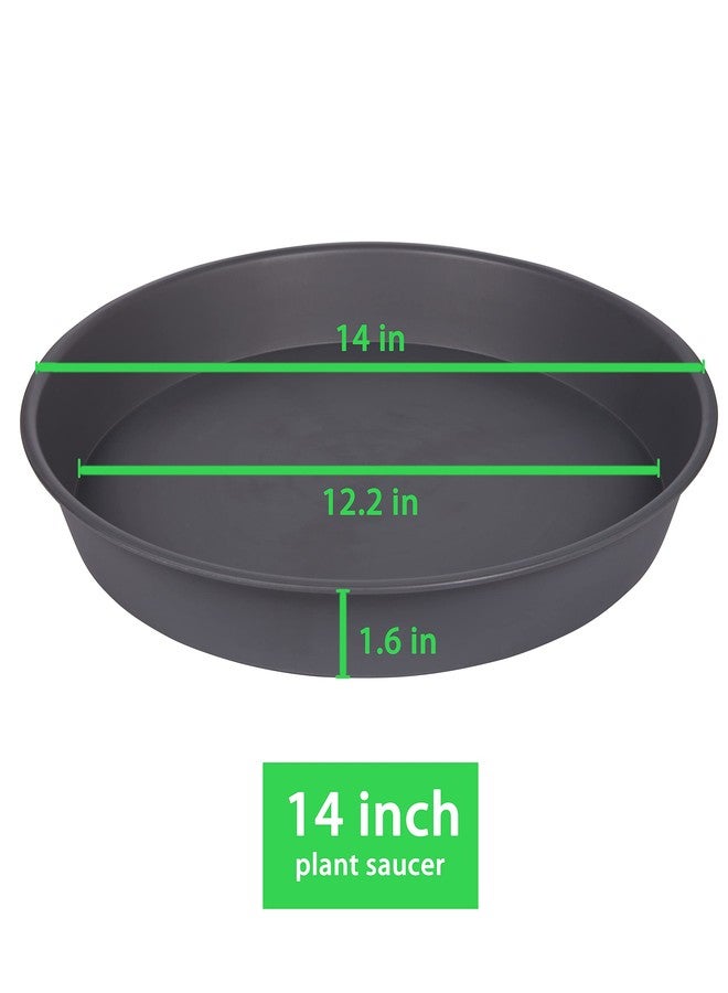 Bleuhome 4 Pack of 13 14 inch Plant Saucer (12.2 Inch Base), Heavy Duty Plastic Plant Drip Trays 14" Round, Flower Plant Trays for Indoors, Plate for Planter 12-14" (14 inch, Cement) - Image 2