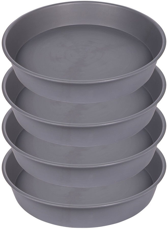 Bleuhome 4 Pack of 13 14 inch Plant Saucer (12.2 Inch Base), Heavy Duty Plastic Plant Drip Trays 14" Round, Flower Plant Trays for Indoors, Plate for Planter 12-14" (14 inch, Cement) - Image 1