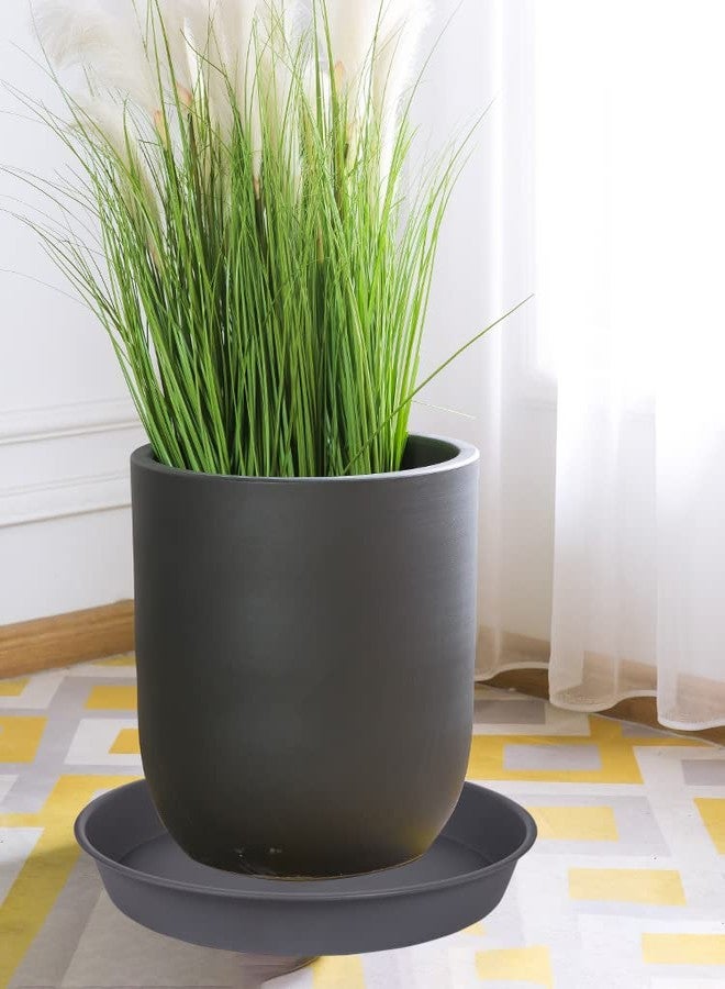 Bleuhome 4 Pack of 13 14 inch Plant Saucer (12.2 Inch Base), Heavy Duty Plastic Plant Drip Trays 14" Round, Flower Plant Trays for Indoors, Plate for Planter 12-14" (14 inch, Cement) - Image 4