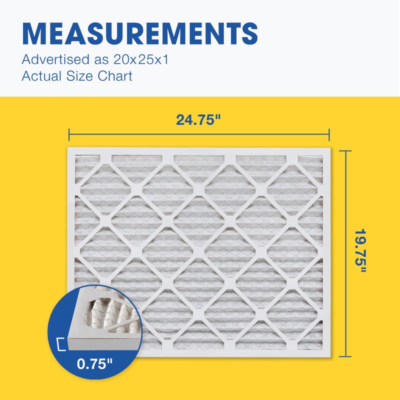 Aerostar 20x25x1 MERV 13 Air Filter, 6 Count, ACTUAL SIZE (19.75 x 24.75 x 0.75), HVAC, Air Conditioning & Furnace Filter for Allergies, Dust, Pet Dander & Smoke (MPR 1500 / FPR 10), Made in USA - Image 2