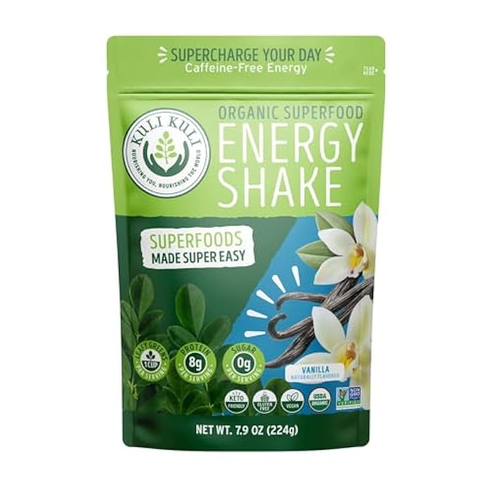 Kuli Kuli Organic Moringa Greens Smoothie Mix - Plant-Based Superfood Protein Smoothie Mix, Vanilla, 7.9 Ounce Pouch, Vegan and Gluten-Free with 8g Pea Protein and 1 Cup Greens Per Serving - Image 1