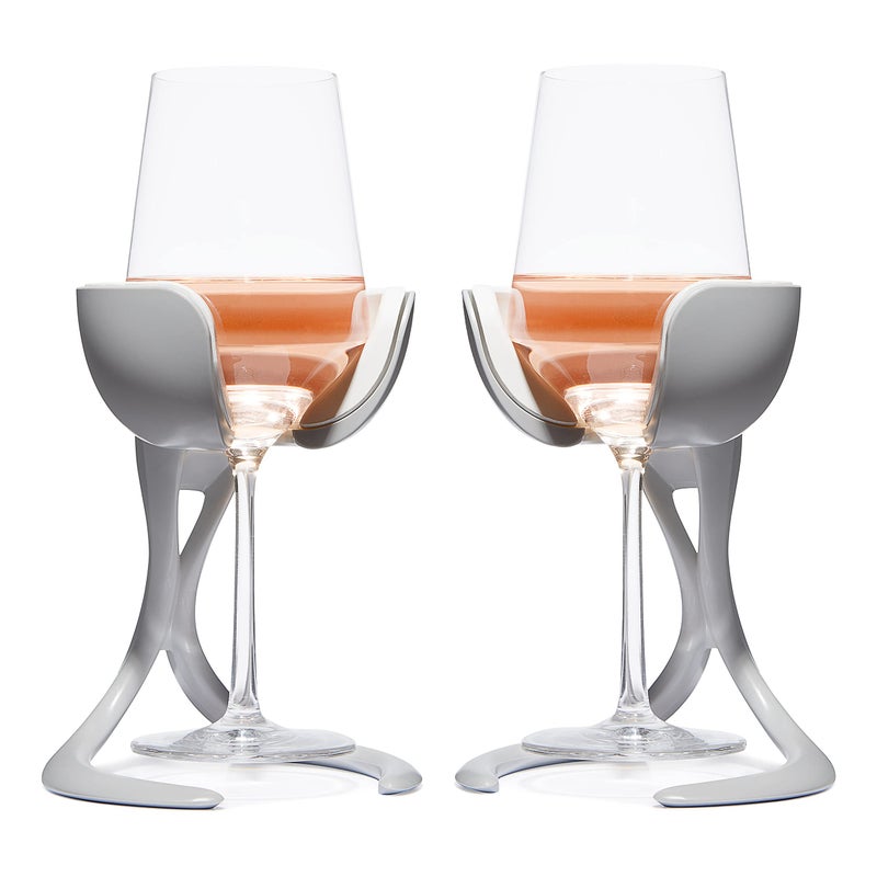 VoChill Stemmed Wine Glass Chiller  Made in USA  Radically cool wine tool  keeps wine perfectly chilled in your glass  Refreezable Chill Cradle actively chills Stone Perfect Pair