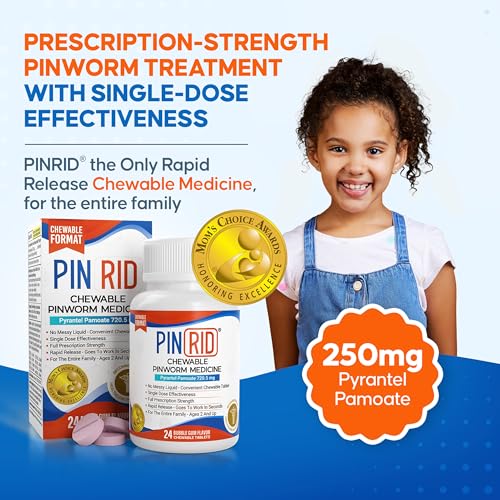 PIN RID - Pinworm Medicine for Family 2+, Bubble Gum Chewable Tablets (24 Doses) - 250mg Pyrantel Pamoate - Single-Dose Parasite Cleanse for Humans - Allergen Free - Image 2