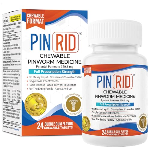 PIN RID - Pinworm Medicine for Family 2+, Bubble Gum Chewable Tablets (24 Doses) - 250mg Pyrantel Pamoate - Single-Dose Parasite Cleanse for Humans - Allergen Free - Image 4