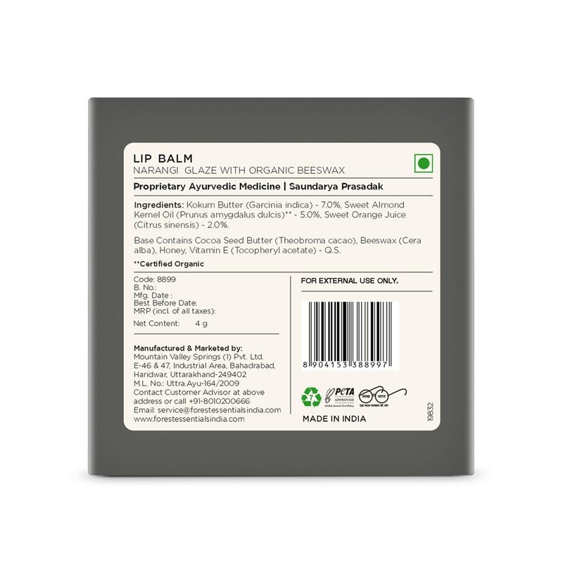 Forest Essentials Luscious Lip Balm Narangi Glaze|With Softening Butters|Lip Moisturiser For Men And Women|4 g - Image 4